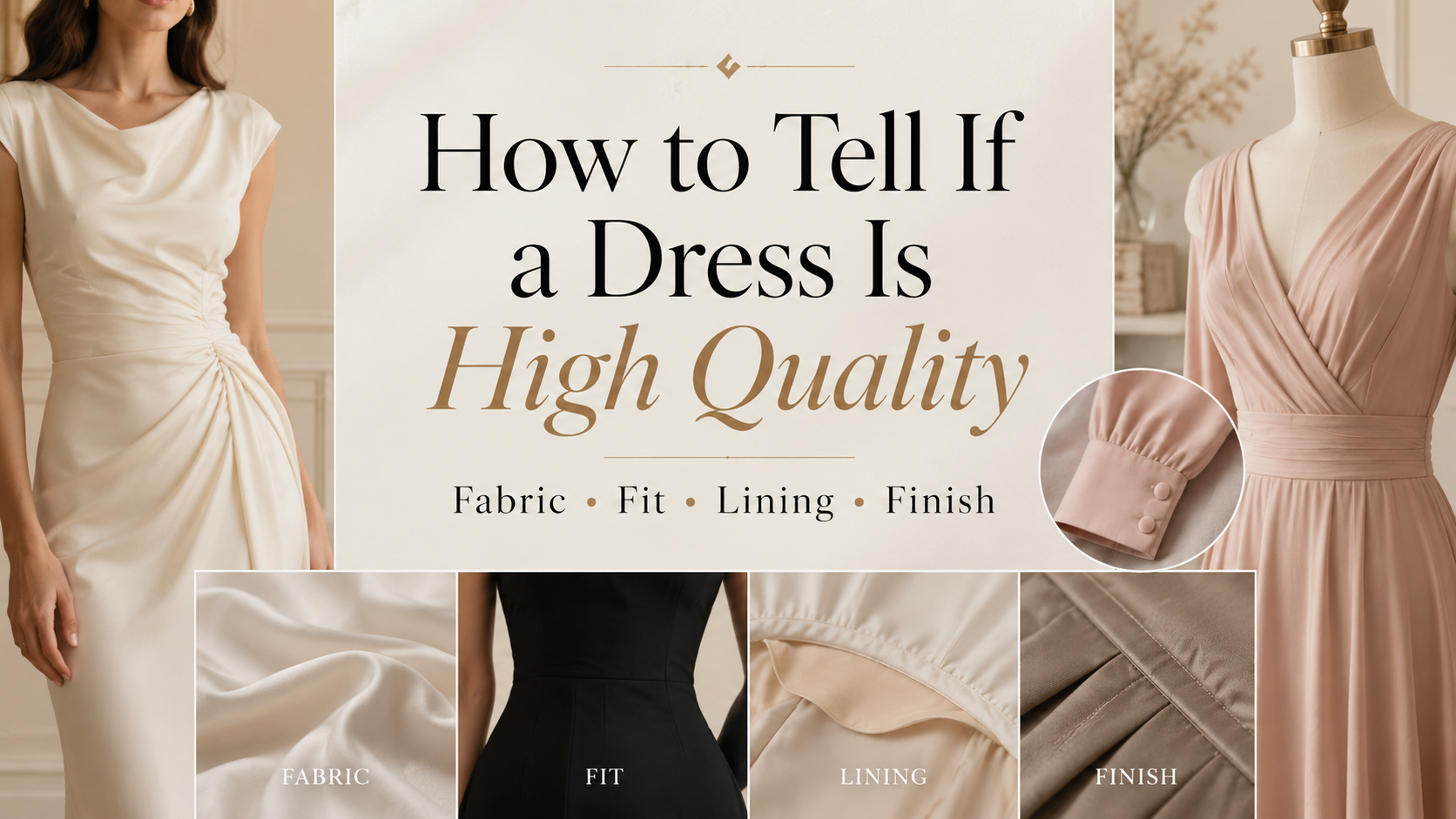 How to tell if a dress is high quality by fabric fit lining and finish