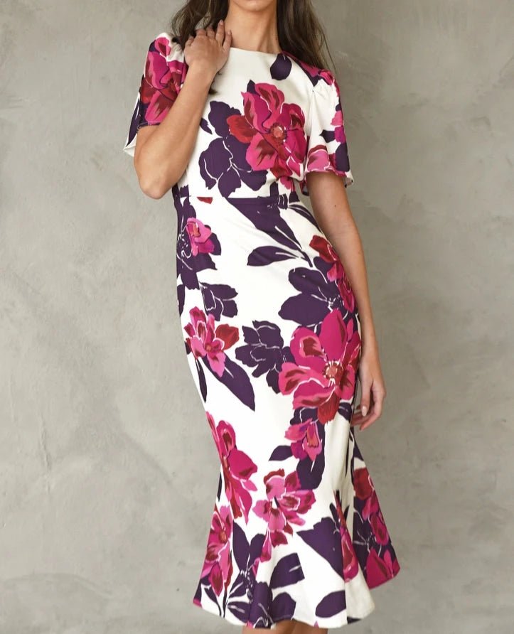 Aubria Floral Midi Dress - BTK COLLECTIONS