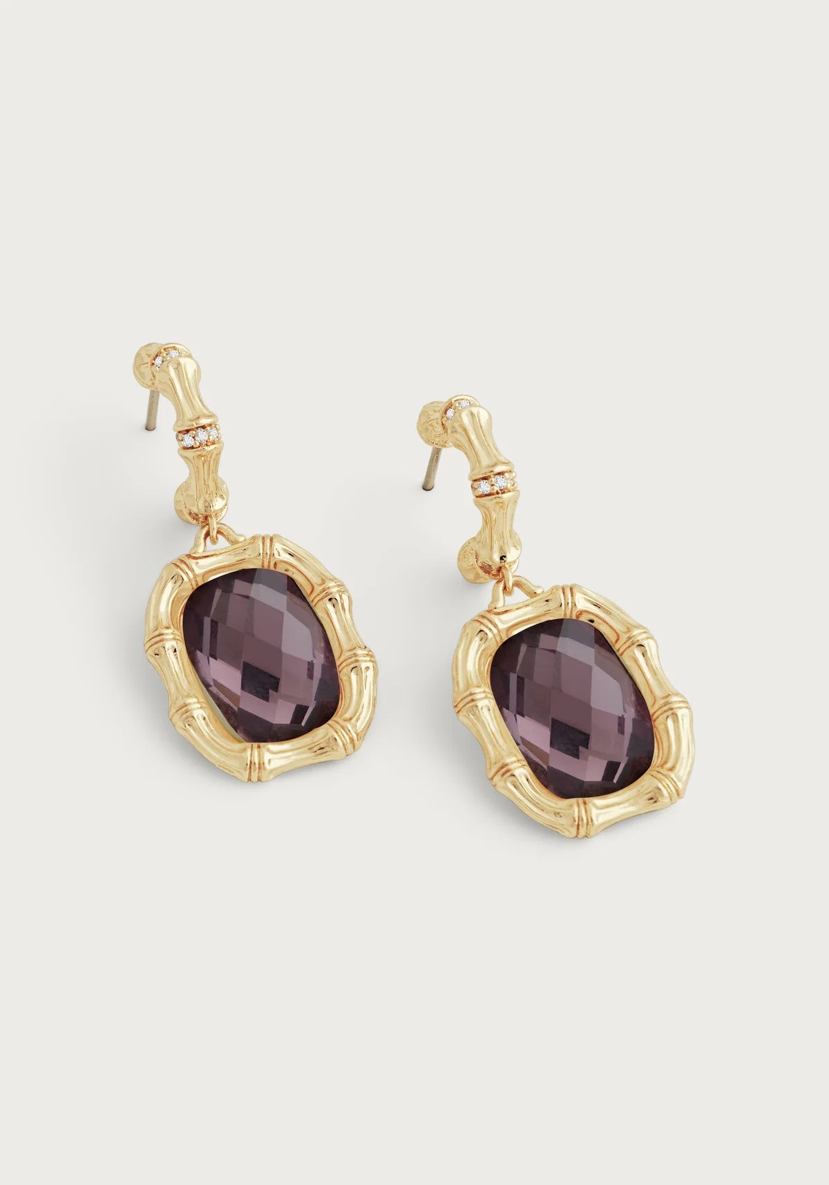 Bamboo With Stone Drop Earrings - BTK COLLECTIONS