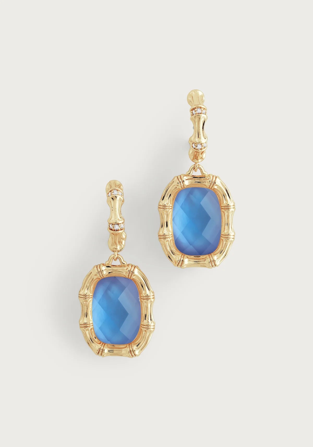 Bamboo With Stone Drop Earrings - BTK COLLECTIONS