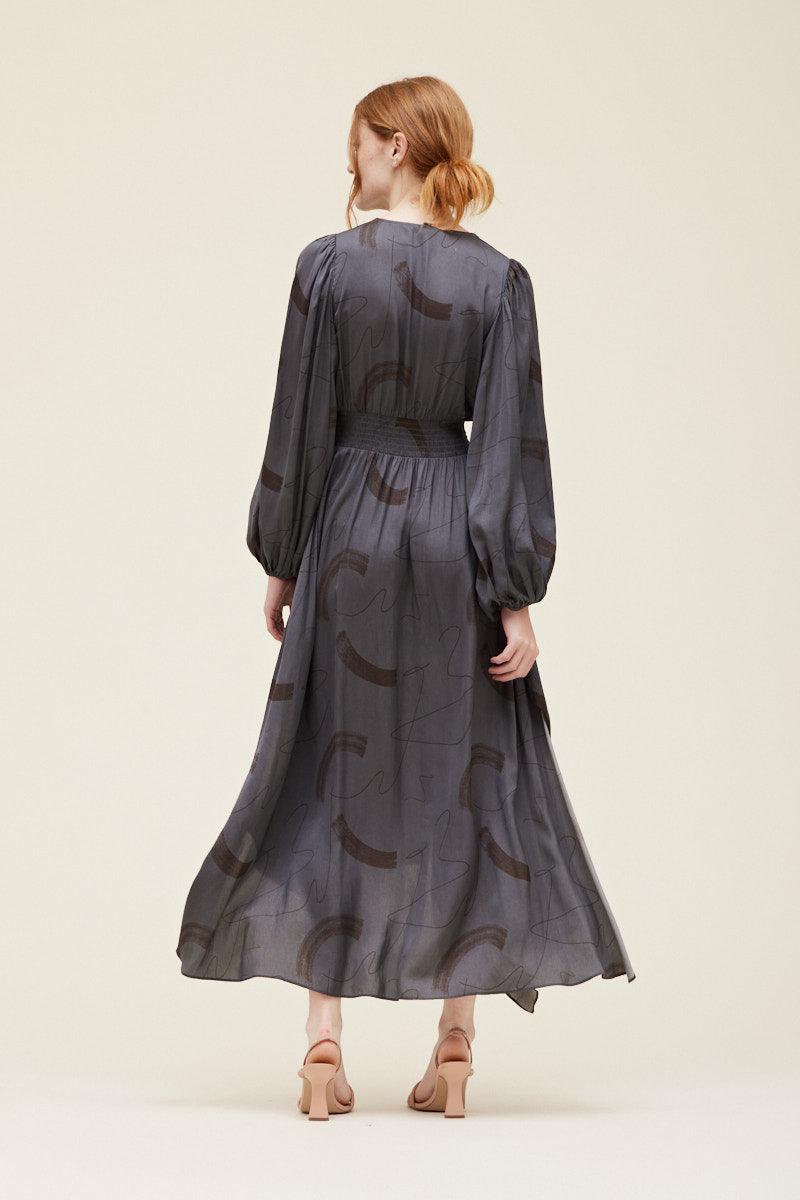Print Satin Maxi Dress - BTK COLLECTIONS