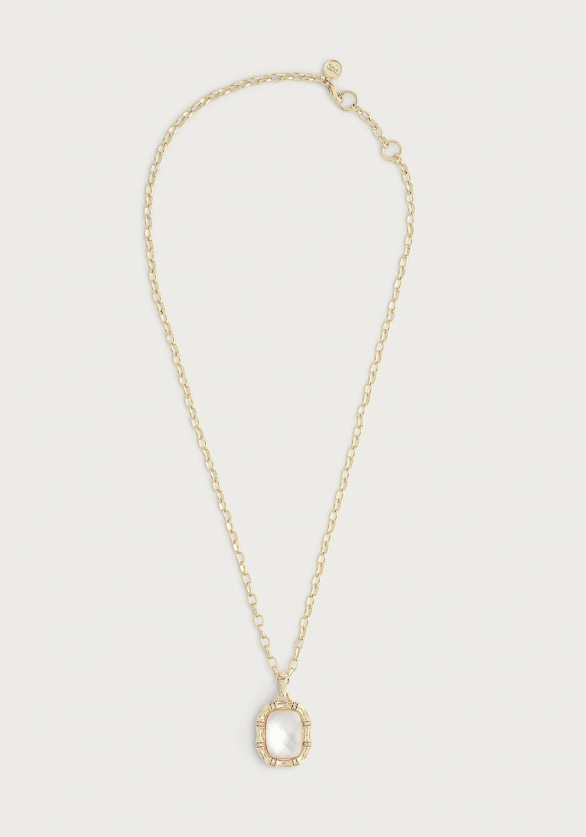 Bamboo With Stone Pendant Necklace-Mother Of Pearl - Mother Of Pearl - BTK COLLECTIONS