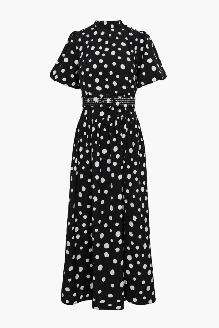 Darlene Polkadot Belted Midi Dress - BTK COLLECTIONS-Size XS