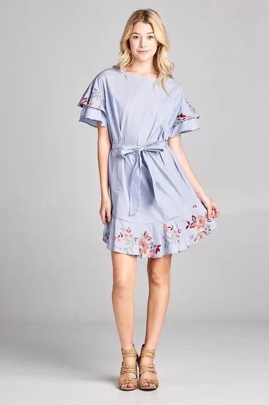 Renee C floral embroidered ruffle dress for brunch and summer events